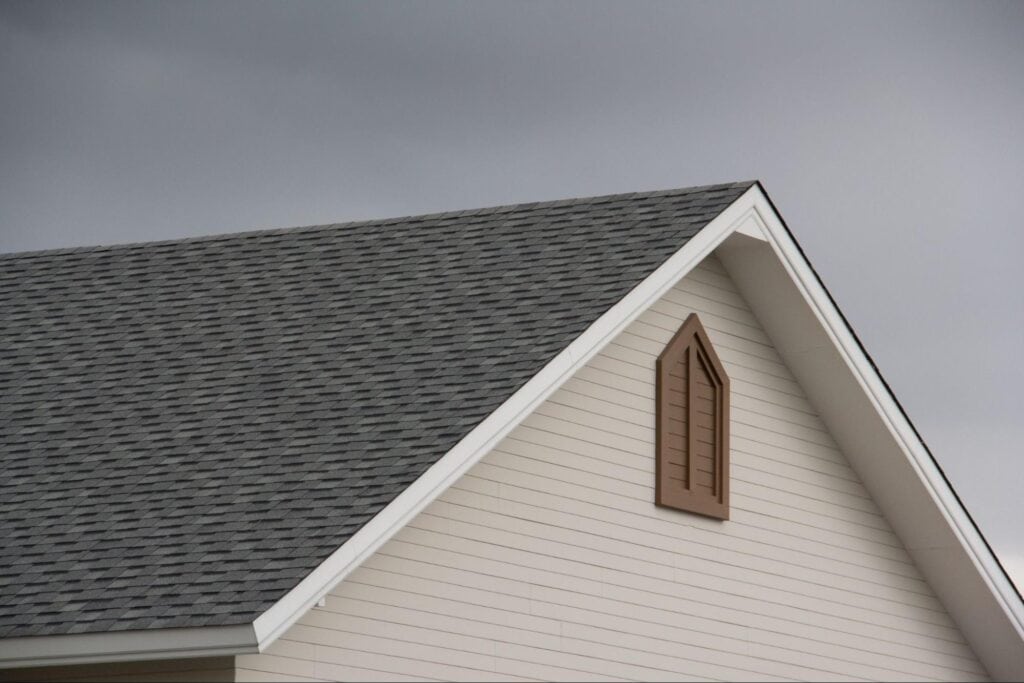 Simple gable roofline, featuring barge board trim style