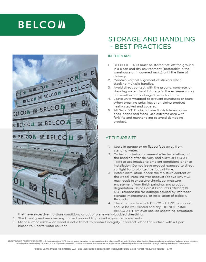 Belco Trim Storage and Handling Best Practices