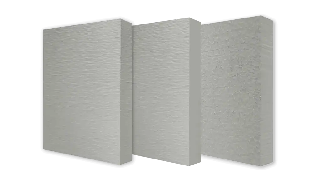 Three samples of Belco’s exterior trim sit in a white void.